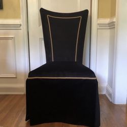 Custom Black Upholstered Dining Chair With Gold Trimming (4)