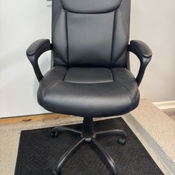 Brand New Black Vegan Leather Tall Back Height Adjustable Reclining Office Chair
