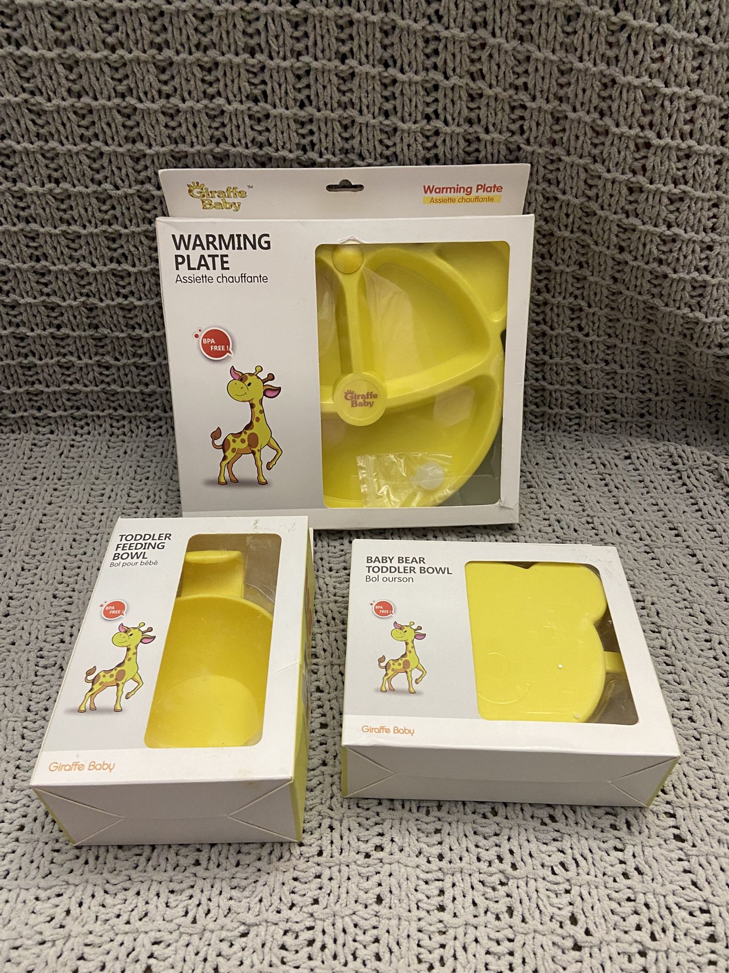 Brand New Giraffe Baby Feeding, Warming Plates And Bowl