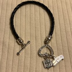 Leather Seahawks, NFL Charm Bracelet