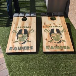 Custom Solid Wood Las Vegas Raiders Cornhole Set – Handmade