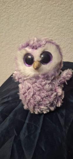 Ty Beanie Boos "Moonlight" Purple Owl Plush - Excellent Condition