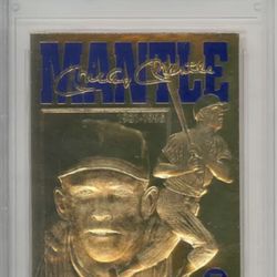 1996 MICKEY MANTLE NY YANKEES #7 23K GOLD CARD - GRADED GEM-MINT 10