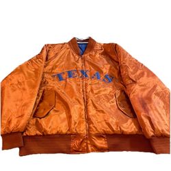 Texas Longhorns Satin Jacket Men's Size M World Soccer Tag Copper Blue Sport
