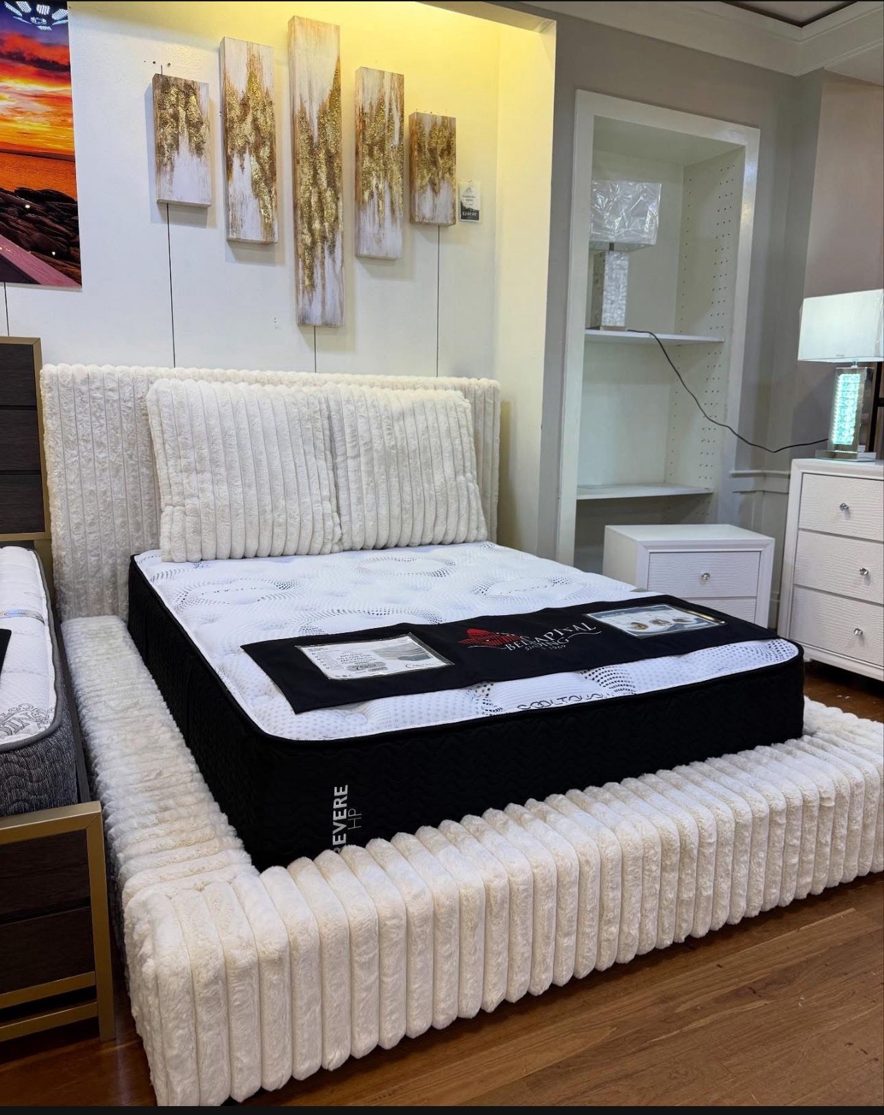 NEW QUEEN AND KING SIZE MODERN LUX PLATFORM BED WITH USB CHARGER INCLUDING PROMO MATTRESS AND FREE DELIVERY 