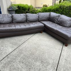 Leather Sectional Couch Brown 