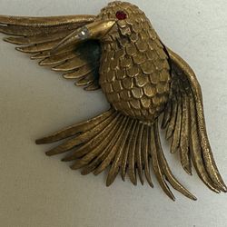 Vintage Denison’s Gold Colored Hummingbird Figured Brooch