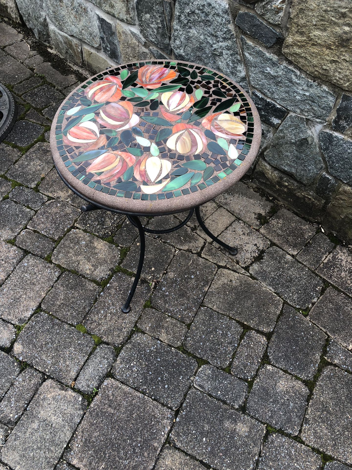 Mosaic table and matching wine rack