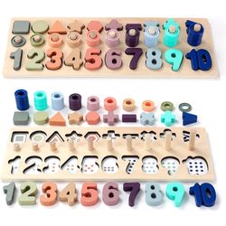 Toddler Montessori Toys Teaches Number, Counting, Math, Stacking Fun Preschool Learning Activates for Boy and Girl | Year Old Boy Gifts and Beyond! (M