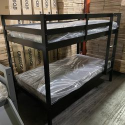 Twin bunk bed. Comes in espresso, white & grey. Assembly required. Assembly not included. Taxes included. Free delivery.  Bunk bed only-$220 Bunk bed 