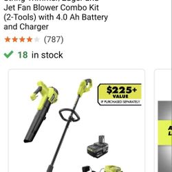 Ryobi One+18V 13" String Trimmer and 350 CFM Leaf Blower 2-Tools Combo Kit 