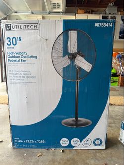30-in High Velocity Indoor/Outdoor Oscillating Pedestal Fan, in Black