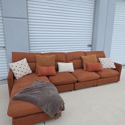 New Burnt Orange L Shaped Sectional Couch