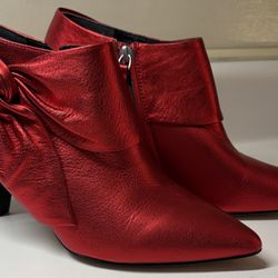 Paige Catrine Metallic Red Leather Boots (Size 9)