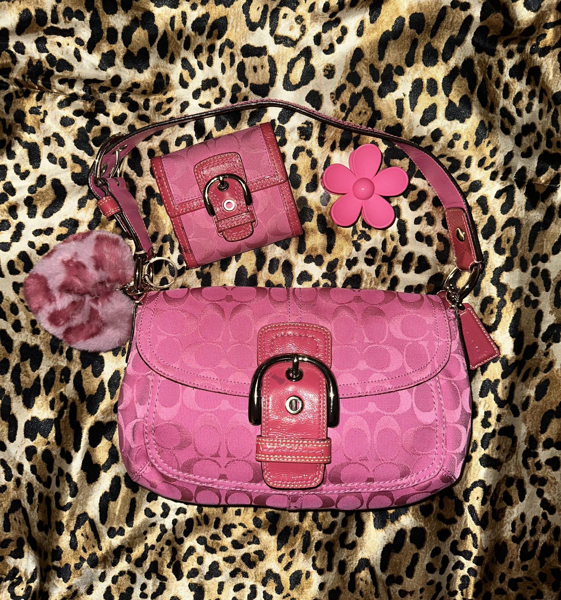 Coach Pink Soho Bag with Matching Wallet 