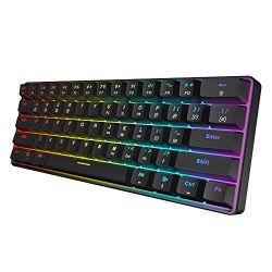 GK61 Mechanical Gaming Keyboard - 61 Keys Multi Color RGB Illuminated LED Backlit Wired Programmable for PC/Mac Gamer (Gateron Optical Black, Black)