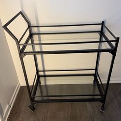 Modern Bar Cart with Glass Shelves