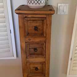 Boho Rustic Narrow Drawer Chest / Accent Cabinet