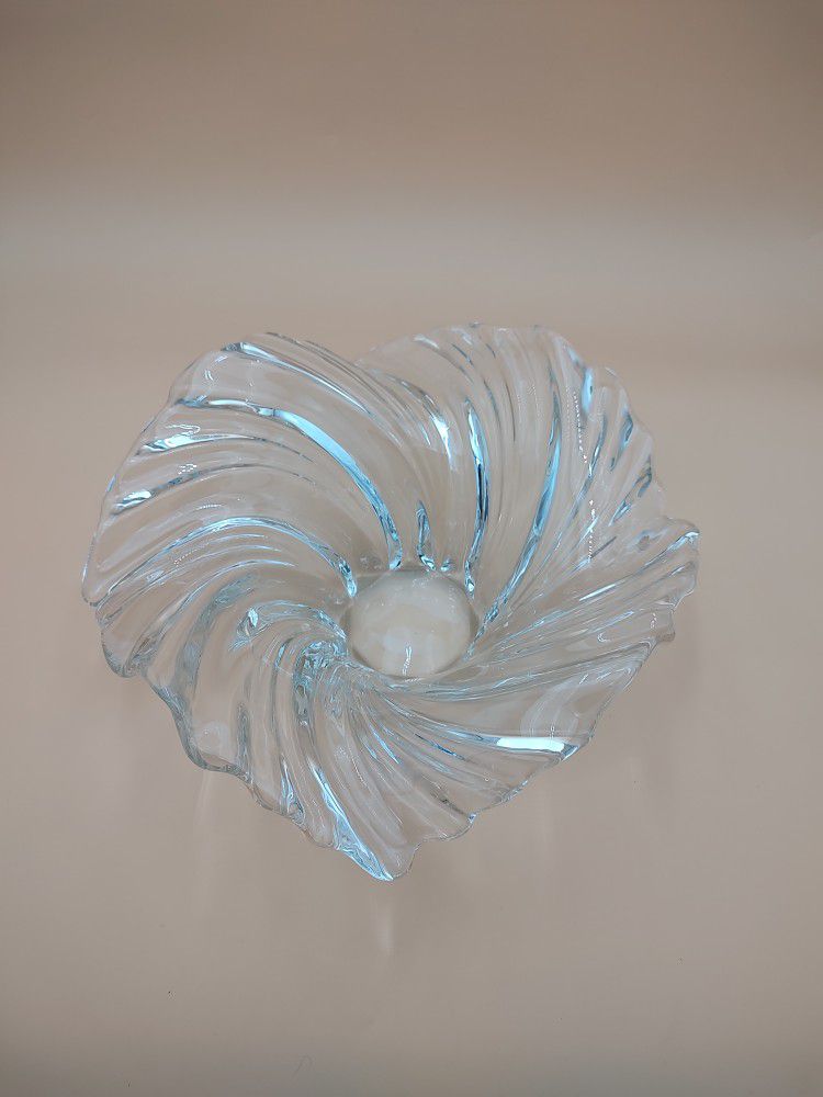 Mikasa Belle Epoque Swirl Wave Crystal Bowl Germany 1980