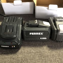  2 Ferrex 20V Max Lithium-Ion Rechargeable Power Battery And Charger 