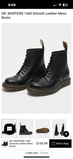 Dr martens Black 1460 Smooth Leather Combat Boot - Men $150