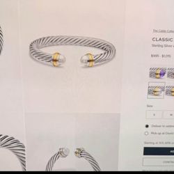 Authentic David Yurman Cable Bracelet Pesrl 