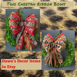 2 Cheetah Ribbon Bows