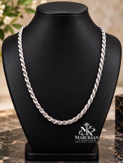 925 Sterling Silver Rope Chain Men’s Necklace Size 24”