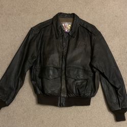 Vintage Winston cigarettes men's bomber leather jacket XL