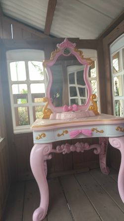 Free girls twin bed frame and toy vanity set