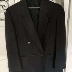 Men's Suite Jacket Black Double Breast Cellini Collection Coat Tailored in USA