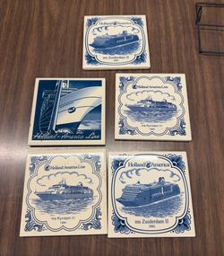 Holland American Delft Coaster Tiles Zuiderdam II 2002 Lot Of 5