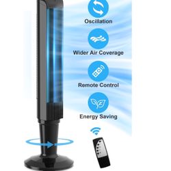 iFanze 36" Tower Fan for Bedroom, Portable Space-Saving 60° Oscillating Cooling Fan with Remote, 3 Speeds, 3 Modes Quiet Bladeless Fan for Room, Kitch
