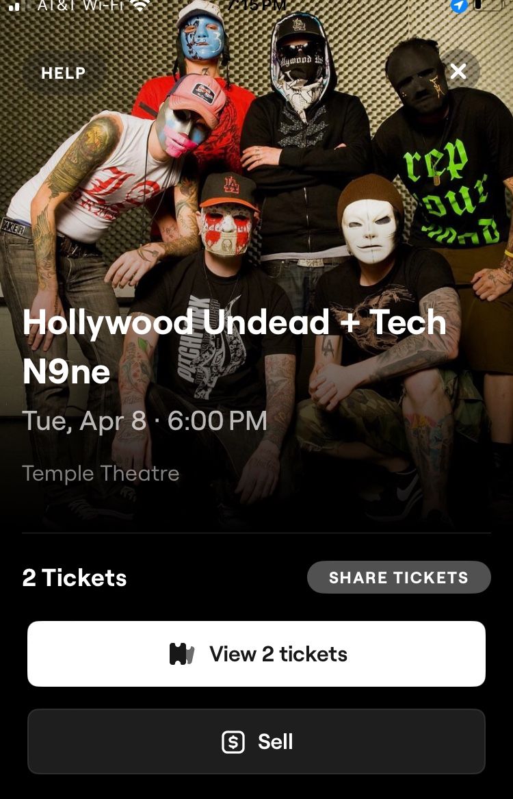 Tech N9ne & Hollywood Undead Tickets $260 For Pair
