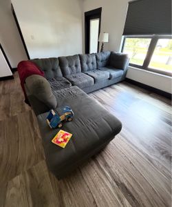 Gray Tufted Sectional Sofa