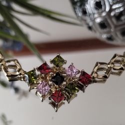 Cute Bracelet With 14k Gold Plated Colored Stones