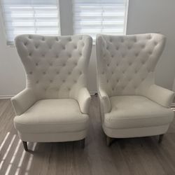 Boulevard Wingback Tufted High back Chairs (set Of 2)