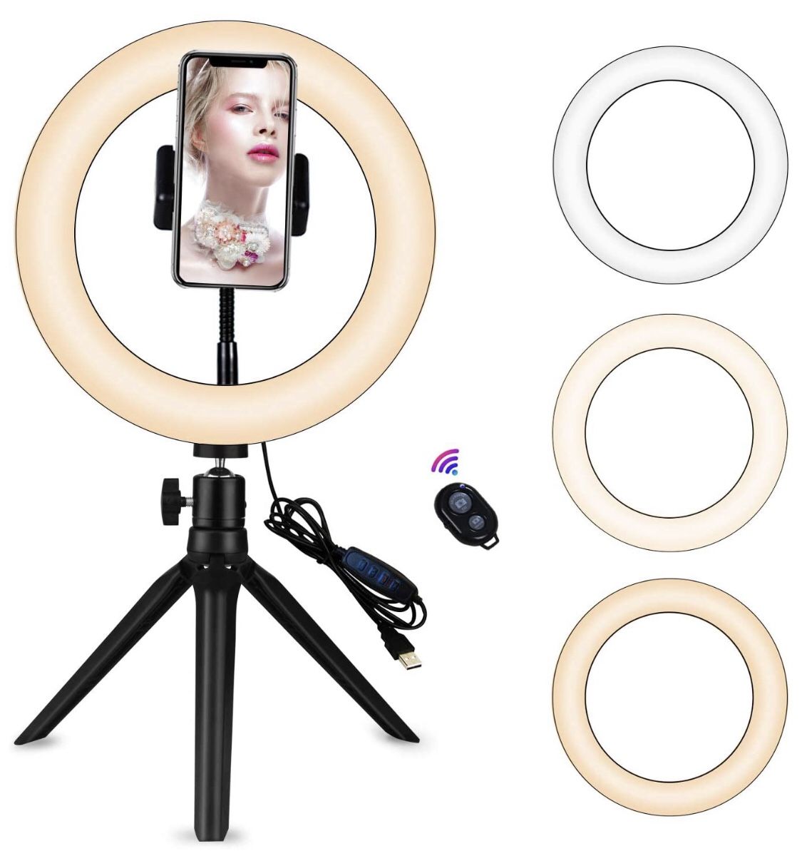 9" Portable Led Ring Light with Stand &Selfie Ring Light Cell Phone Holder and Remote Control for Live Streaming in YouTube, Facebook, Take Video,Mak