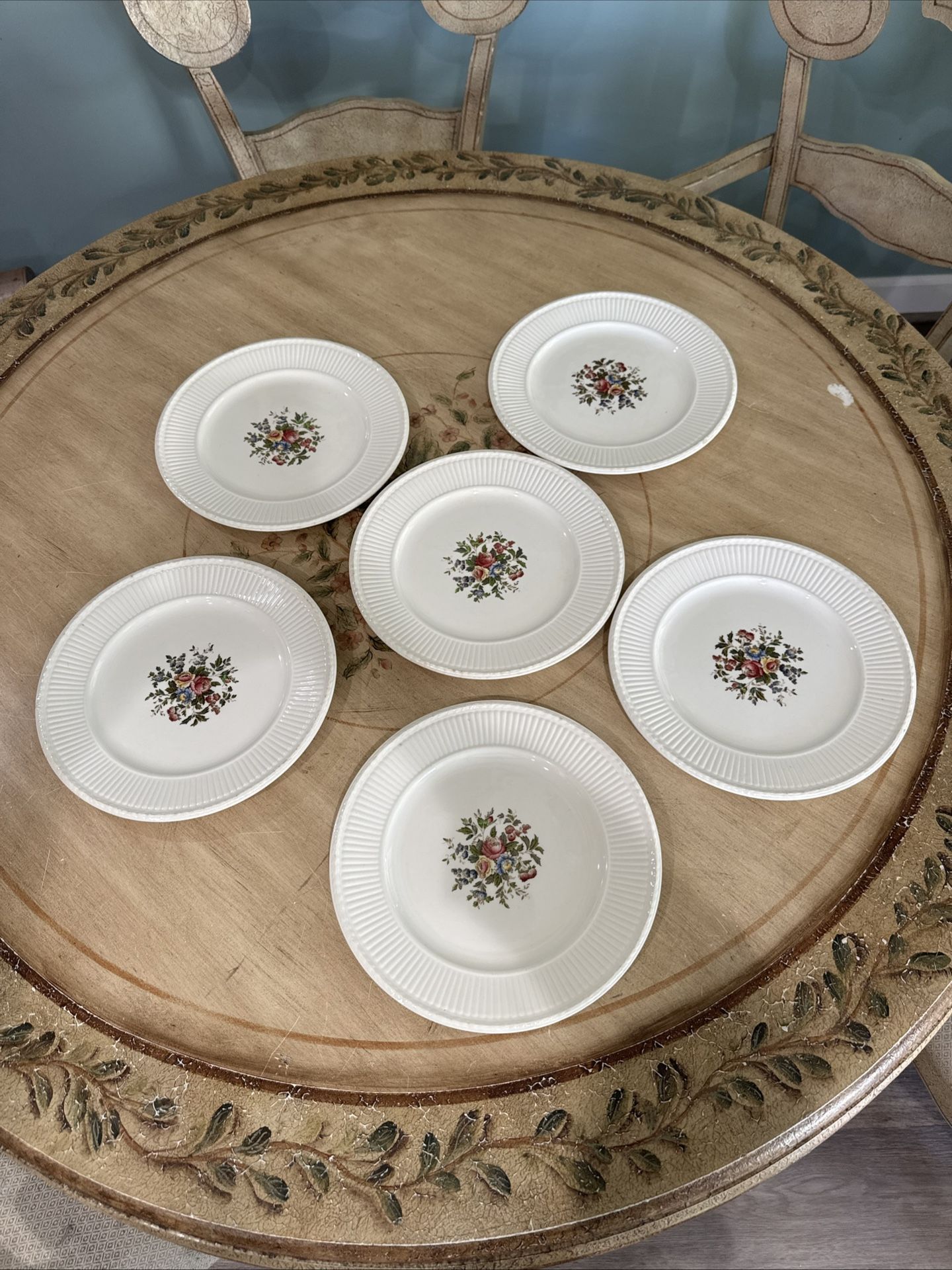 Wedgwood Conway 10 1/4" Floral Patterned Dinner Plate - Set of 6 Vintage