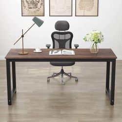 New Computer Desk, 63 inch Large Office Desk Computer Table Writing Desk, Rustic Brown