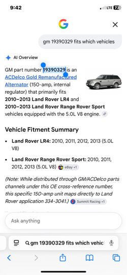 Land rover alternator