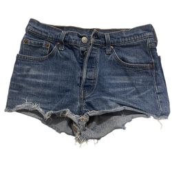 Levi's 501 Cut Off Denim Shorts Women’s Sz 25w Light Wash Blue Button Regular