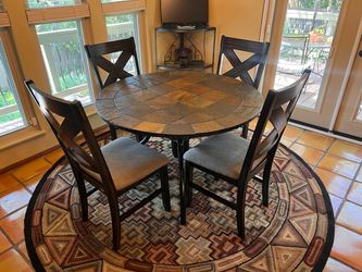 5-Piece Dining Set: Ashley Furniture Slate Table & 4 Crown Mark Chairs