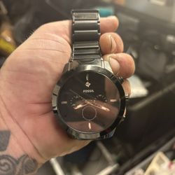 Fossil Watch  FS-4531 Mens Chronograph Steel Black Dial Quartz Diamond New Batt