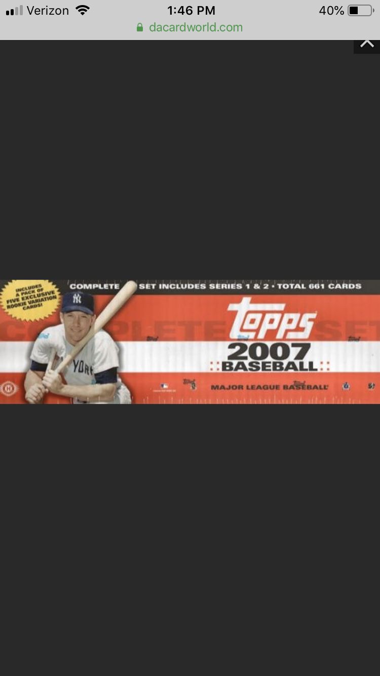 2007 Topps Baseball Set 661 cards