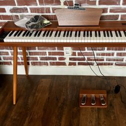 Digital Wood Piano Keyboard - Semi Weighted Electric Piano for Beginners and and Professionals with Triple Pedal, Headphone, Music Rest 