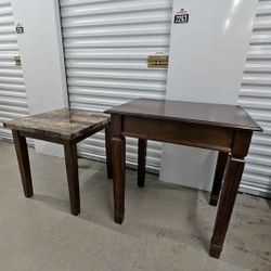 Faux Marble Top Side Table & Wood Side Table
