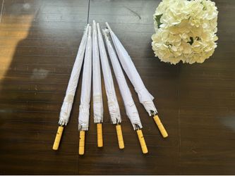 Six White Umbrellas for Wedding or Event