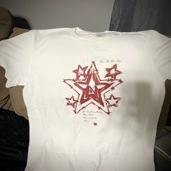 5 Point Star White And Red T-shirt 