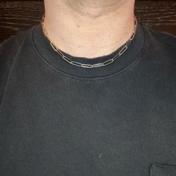 Stainless steel paper clip link checker necklace chain